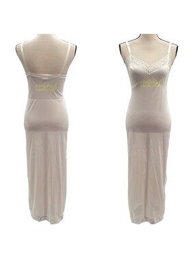 Vintage Antron III Nylon White Full Slip Lingerie With Lace Trim Size 32